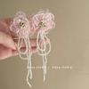 Pendientes de borlas con cuentas de flores de hilo de seda rosa retro de súper hada, pendientes de atmósfera dulce de estilo Mori que combinan con todo.
