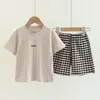 Pijama de Algodão Puro para Meninos, Estilo Verão Fino, Shorts de Manga Curta Infantil, Roupa de Casa de Verão Pai-Filho, Conjunto de Roupas para Ar Condicionado para Meninas
