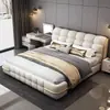 Cama tapizada de lujo ligero de alta gama 1,8 metros cama doble para dormitorio principal 1,5 metros cama individual con almacenamiento uso doméstico cama de cuero genuino no