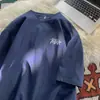 Camiseta Masculina de Algodão Branca de Manga Curta Verão Fina Estilo Americano Marca Tendência Solta Gola Redonda Pesada plus size Top Casual