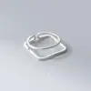 Anillo de Plata de Ley S925 Nalan Cuadrado Redondo Doble Capa Estilo Ins Japonés y Coreano Simple Moda Elegante J8976