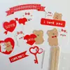 Decoración de Pastel para San Valentín Corazón de Dibujos Animados Bandera Doble Cara Pegatina Decoración de Pastel para Pareja de Aniversario