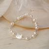 Pulsera de gato con perlas de agua dulce naturales para mujer, plata de ley, lujo ligero, nicho, concha de mariposa blanca natural, plata rota, pulsera de pareja, regalo