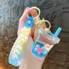Llavero Colgante de Arena Líquida para Taza de Té con Leche de Frijol de Azúcar, Colgante Pequeño de Arena Líquida Exquisito y Lindo, Accesorio para Bolsa, Pequeño Regalo, Fuente de Suministro
