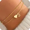 Pulsera de Corazón Transfronteriza de Amazon Nueva Europea y Americana con 26 Iniciales Inglesas, Joyería Moderna, Tendencia, Sencilla y Elegante