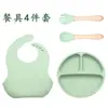 Prato de Jantar de Silicone Transfronteiriço com Ventosa, Tigela Integrada para Comida de Bebê, Atacado do Fabricante, Conjunto de Pratos Divididos para Bebê Resistente a Altas Temperaturas