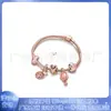 Pulsera Pandora S925 Cobre Blanco Plateado Nuevo Rosa Amor Versátil Hojas Lujo Ligero Pulsera de Baño Pulsera