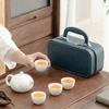 Juego de Té Kung Fu, Juego de Té de Viaje Conveniente, Juego de Regalo de Té, Tetera de Cerámica Simple para Exterior, Taza de Té, Regalo de Negocios