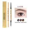 Lápiz de Cejas Doble Punta Pequeño Dorado, Ultra Fino, Resistente al Sudor, Larga Duración, No Se Desvanece Fácilmente, Color Natural, Amigable para Principiantes, Maquillaje de Marca Nacional