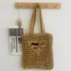 Bolso Tejido a Mano de Punto, Bolso de Hombro de Moda, Bolso de Paja Casual Versátil de Moda con Letras Bordadas, Bolso para Mujer