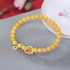 Un Ciervo Plata Esterlina S925 Chapado en Oro Cuentas Redondas de Cera de Abeja Ri Jin Bun Nian Carácter Serpiente Baofu Pulsera Guofeng