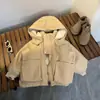 Parka infantil extra grossa com capuz, roupa infantil estilo coreano, casaco infantil de cor sólida espesso, agasalho de inverno quente para bebês e crianças mais velhas