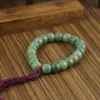 Suministro Directo de Fábrica Raíz de Bodhi Verde Raíz de Bodhi Weathered Estilo Antiguo Pulsera de Perlas Cilíndricas de Círculo Único Cuerda Trenzada de Mano Estilo Retro