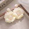 Pendientes de Malla de Hada de Moda Aguja de Plata Pendientes Exagerados Estilo Vacaciones Junto al Mar Pendientes de Ambiente Fresco y Dulce Pendientes de Flores