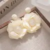 Pendientes de Malla de Hada de Moda Aguja de Plata Pendientes Exagerados Estilo Vacaciones Junto al Mar Pendientes de Ambiente Fresco y Dulce Pendientes de Flores