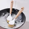Cepillo para Ollas de Madera Maciza Natural Mango Largo Lavado de Platos Cocina Depurador de Limpieza Multifuncional Herramienta de Limpieza para el Hogar
