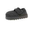 Zapatos Planos de Algodón con Cierre de Velcro de Garra de Gato Lindos Forrados de Felpa para Invierno Suela Gruesa Estilo Femenino Cálidos Punta Redonda Zapatos Tipo Gorro Casual Nuevo Estilo