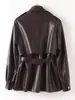 Abrigo de piel de oveja transfronterizo, cuero de curtición semi-vegetal, estilo workwear, con cinturón, retro americano de corte holgado, gabardina corta de hombros rectos