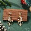 Brincos de Estrela e Lua para Mulheres Leve Luxo Série Atmosfera de Natal Brincos de Nicho com Franjas Cobre Banhado a Ouro Outono e Inverno Estilo Doce