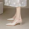788 Fuxing Zapatos de Tacón Alto Fino para Mujer 2025 Sandalias de Tira Única Estilo Nuevo de Verano para Mujer Punta Fina Francesa Elegantes Versátiles