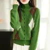 Suéter para mujer talla grande 2026 para otoño e invierno, con cuello semi-alto, un diseño sofisticado y se puede usar como capa interior o como cárdigan exterior