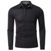 Comércio Exterior Outono e Inverno Camisa Polo Masculina de Manga Longa Camiseta com Gola Polo para Golfe Roupas Masculinas Camiseta Top Polo Color Block
