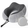 Almohada en forma de U de algodón viscoelástico para el cuello, almohada para el cuello, almohada para el cuello en forma de U, juego de viaje de tres piezas, almohada de avión de tela magnética, almohada en forma de U personalizada