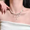 Cadena Clavicular con Borla de Perlas Estilo Retro Francés, Diseño de Nicho, Gama Alta, Lujo Ligero, Accesorio Exquisito y Personalizado