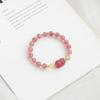 Pequeno Livro Vermelho Hot Strawberry Crystal 6mm Pixiu Pulseira Feminina Pulseira de Cristal Rosa Moda Xiaoqing Novo