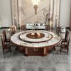 Nueva Mesa de Comedor de Hotel estilo Chino, Mesa Redonda Grande Eléctrica para Salones Privados, 15-20 Personas, Mesa de Comedor de Restaurante de Madera Maciza, Mesa de Comedor Comercial con Tapa de Piedra