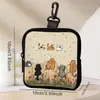 Monedero con Estampado de Gato Lindo, Bolso de Almacenamiento Impermeable de Cuero Artificial con Cremallera, Estuche Multifuncional Mini para Auriculares