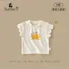 Camiseta para Niña 2026 Verano Nuevas Llegadas Ropa para Bebés y Niños Pequeños Erizo Dibujos Animados Manga Corta Niña Versátil Top de Media Manga