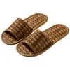 Pantuflas de lino con base de esterilla de ratán y bambú para hombre, transpirables y antideslizantes para todas las estaciones, uso en interiores en casa, pantuflas de esterilla de paja de bambú para pareja para el verano, de mujer