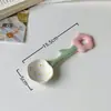 Colher de Cerâmica Esmaltada Estilo Ins Aparência Sofisticada Fofa Doméstica com Cabo Longo Colher de Comer Colher de Sobremesa Colher para Iogurte Aveia