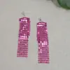 Pendientes Largos con Borlas de Lentejuelas Metálicas Geométricas Estilo Niche Retro de Alta Gama, Pendientes Colgantes de Lujo Ligero Elegantes y Versátiles para Mujer