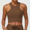 Chaleco deportivo con espalda hermosa, estilo europeo y americano, con forma de I y ribete de canalé, para yoga, correr y fitness, con almohadilla para el pecho.