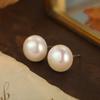 Pendientes de Plata de Ley 999 con Cuentas Rosas de Bollo al Vapor para Mujer de Nicho Elegantes de Gama Alta Elegantes Pendientes de Perla Grande Accesorios Franceses
