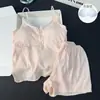 2026 Nuevo Camisón de Algodón Nube con Copas Set de Dos Piezas para Mujer Pantalones Cortos Sencillos de Verano Transpirables Ropa de Casa