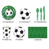 Set de Vajilla Desechable Temática de Fútbol Clásico para Fiesta de Cumpleaños Infantil: Platos de Papel, Vasos de Papel, Servilletas, Mantel, Cubiertos y Juego de Cucharas