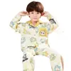 Pijama de Algodón para Niños, Conjunto de Manga Larga y Pantalón Largo para Primavera y Otoño, Adecuado para Niños Mayores, Ropa de Casa tipo Cárdigan Infantil que se Puede Usar Afuera