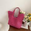 Bolso de Paja Sencillo para Viajes Diarios para Mujer, Bolso de Hombro Portátil de Gran Capacidad, Bolso Tejido a Mano, Bolso para Vacaciones en la Playa