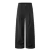 Pantalones casuales negros de rayas verticales abotonados para hombre y mujer, de pierna recta holgada con un toque relajado