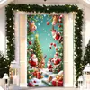2025 Nova Cortina de Porta de Pano Pendurado Transfronteiriça Temu Xiyin Jit Peça Única Dropshipping Cobertura de Porta de Papai Noel Pano Decorativo
