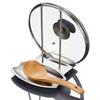 Suporte para tampa de panela de aço inoxidável, suporte para colher de sopa com bandeja de água, suporte de armazenamento de cozinha, prato de escorrer, suporte para concha de sopa, suporte para tampa de panela sentado