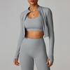 Jaqueta Esportiva ao Ar Livre com Zíper para Corrida, Yoga, Efeito Emagrecedor, Fitness, Manga Longa, para Meninas, Secagem Rápida, Top de Yoga 8047