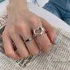 Anillo de amor hueco con cadena para mujer, moderno, vintage, desgastado, moderno, con comida fresca, anillo para dedo, joyería popular en Internet.
