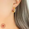 Brincos em forma de C com zircônia e diamantes completos, estilo tailandês, pequenos, de fragrância, temperamento retrô, brincos, aço titânio transfronteiriço, atacado, fábrica de joias femininas