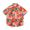Camisa Floral de Manga Corta Suelta Casual para Hombre Estilo Vacaciones en la Playa Cuello Solapa Marca de Moda Camisa Fina para Pareja