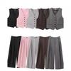 Moda de Exportación Estilo Europeo y Americano 2024 Ropa para Mujer Nuevo Conjunto Casual de Chaleco Ajustado + Pantalones de Doble Pinza Venta al por Mayor