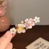 Flores de Cerezo Cayendo Perla de Flor Rosa Claro Estilo Suave Pasador Hanfu Qipao Accesorio Flequillo Lateral de Niña Clip